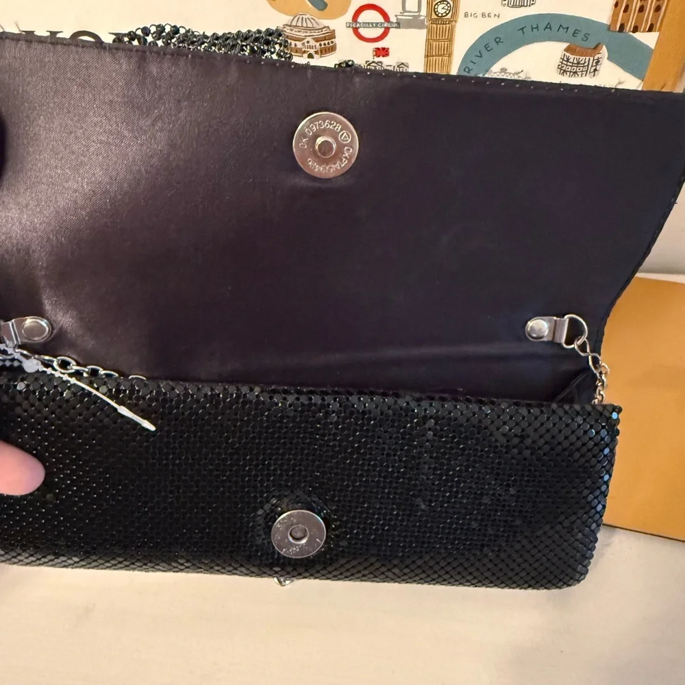 Jessica McClintock Black Sequin‎ Clutch with Bow